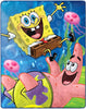 Spongebob Squarepants Silky Soft Throw Blanket., Blue, Yellow, Pink, Green, White
