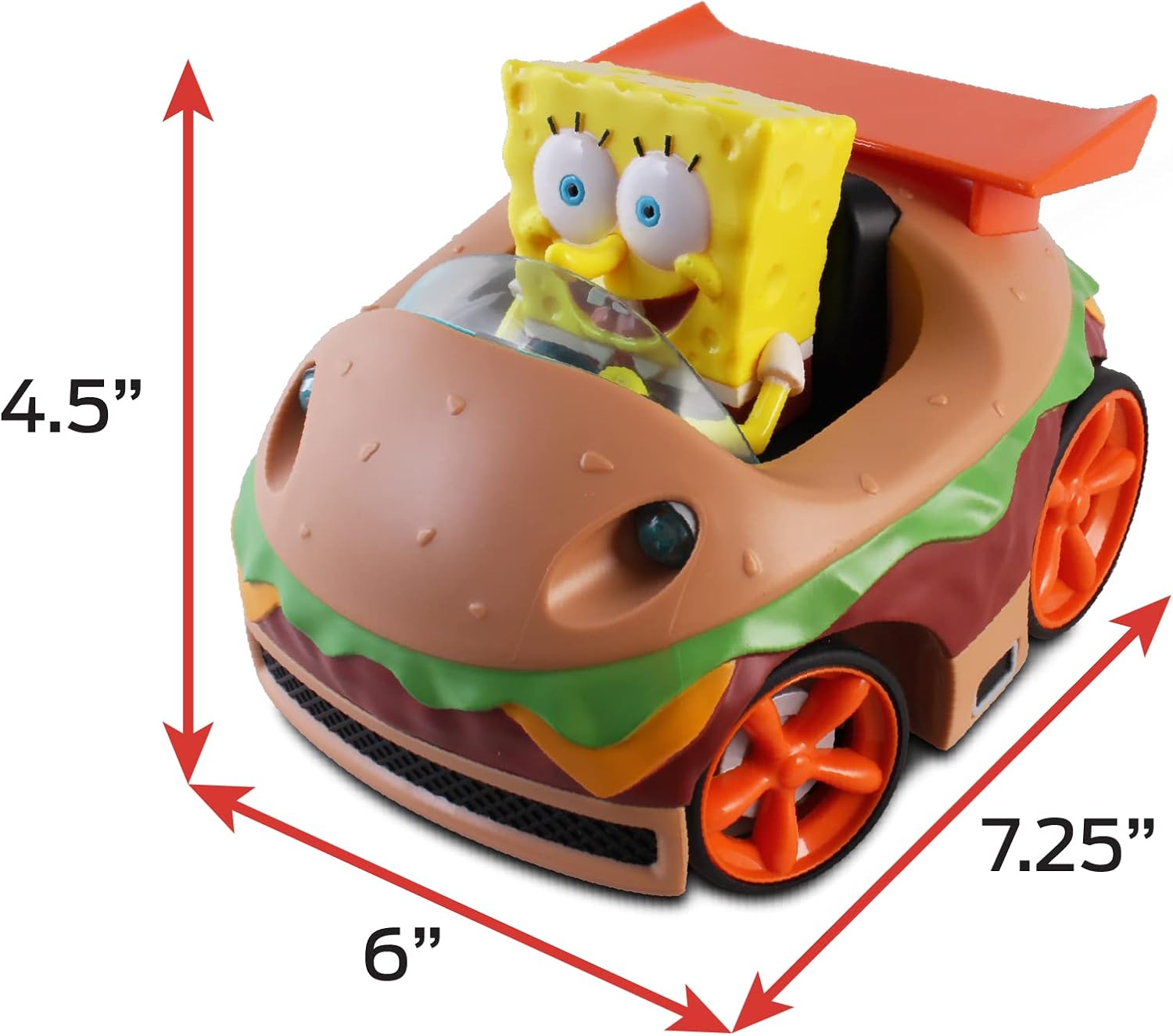 Remote Control Krabby Patty with Spongebob Vehicle, Full Function RC Vehicle, Working Lights, Has Radio Control & Turbo Boost, Great Item for Kids, Ages 6 and Up