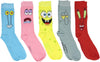 Spongebob Squarepants Characters Men'S Crew Socks 5 Pair Pack
