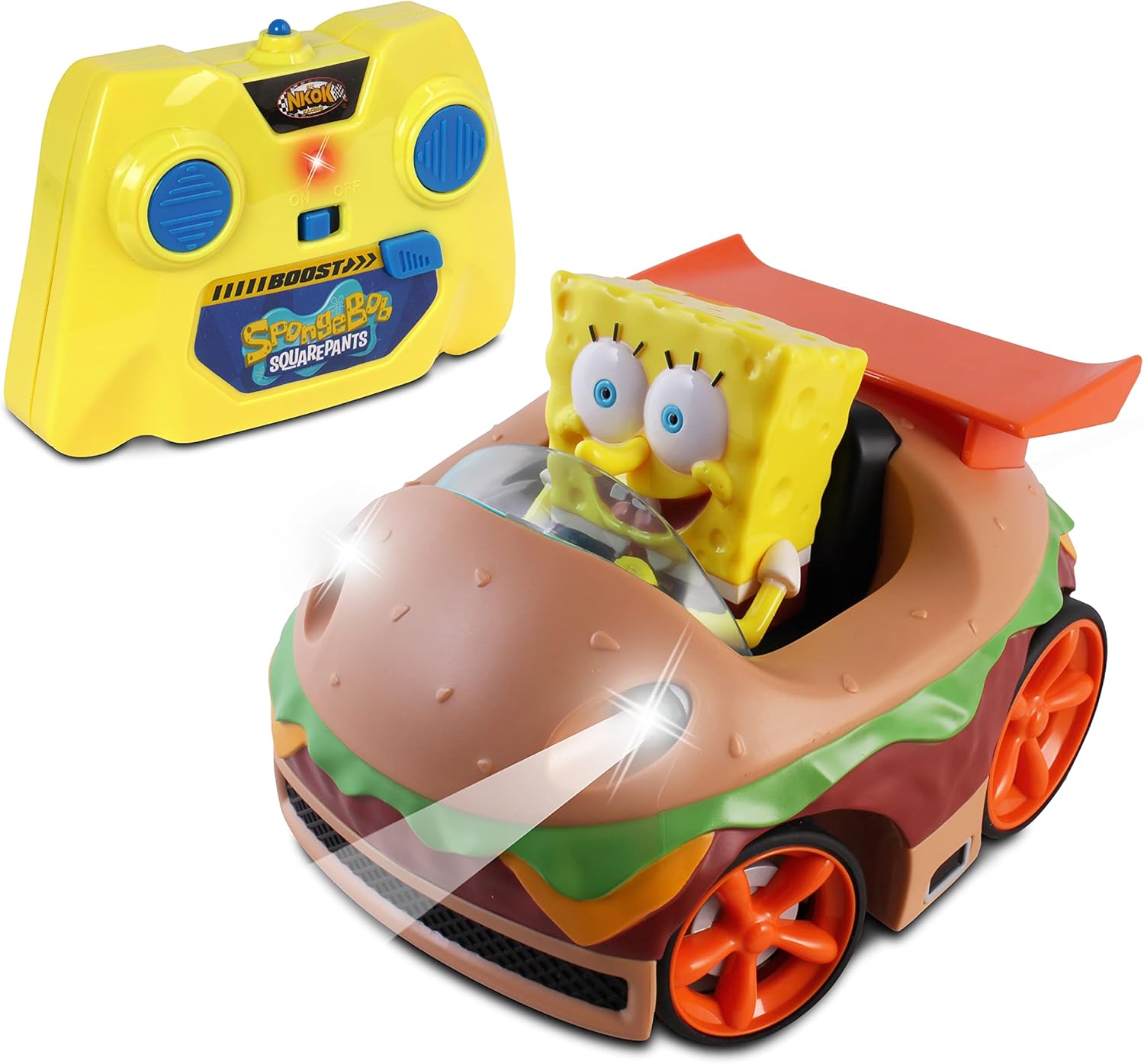 Remote Control Krabby Patty with Spongebob Vehicle, Full Function RC Vehicle, Working Lights, Has Radio Control & Turbo Boost, Great Item for Kids, Ages 6 and Up